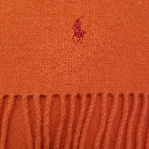 Womens Ralph Lauren Polo Orange Cashmere Wool Scarf  Italy - Picture 2 of 4